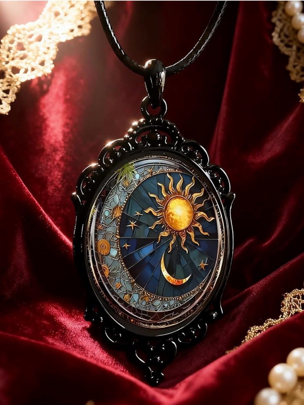 Sun and Moon Unisex Pendant Necklace